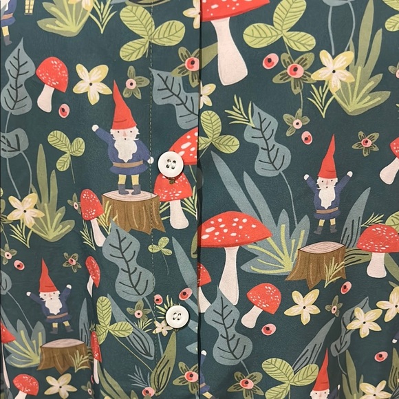 Floral Forest Men's Casual Mushroom Shirt small button up. Unisex - Picture 2 of 6